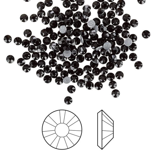 Flat back 1440pk jet foil back, Swarovski® hotfix 2.3-2.5mm rose round SS8 2038HF image number 0
