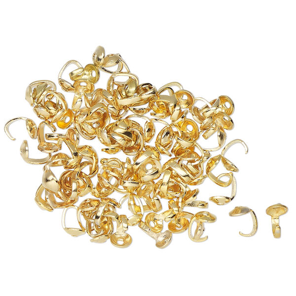 Bead tip, gold-finished brass, 5x3.5mm standard with open loop. Sold per pkg of 100. image number 0