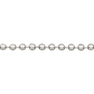 Chain 1pkg1 ball, 3.2mm, stainless steel 50 foot unfinished