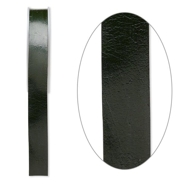 Cord, leather, green, 20mm flat. Sold per 5-yard spool. image number 0