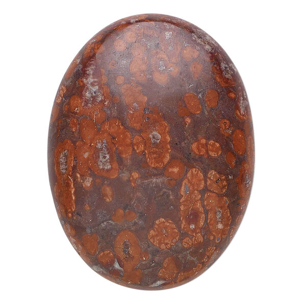 Cabochon, leopardskin jasper (natural), 40x30mm calibrated oval, B grade, Mohs hardness 6-1/2 to 7. Sold individually. image number 0
