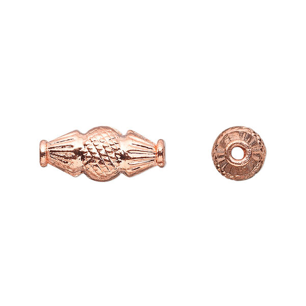 Bead, copper, 18x7mm fancy oval. Sold per pkg of 10. image number 0