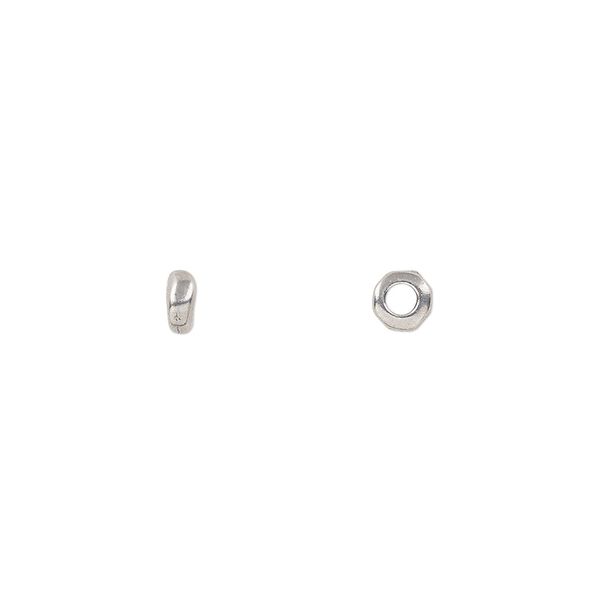 Bead, TierraCast®, antiqued pewter (tin-based alloy), 4x2mm-5x2mm nugget rondelle. Sold per pkg of 100. image number 0
