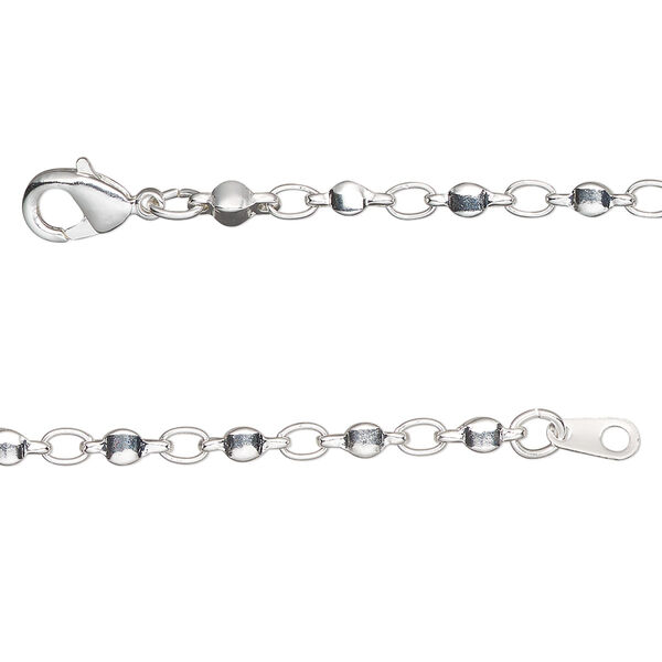 Chain, silver-plated brass, 2.5mm round link, 18 inches with lobster claw clasp. Sold individually. image number 0