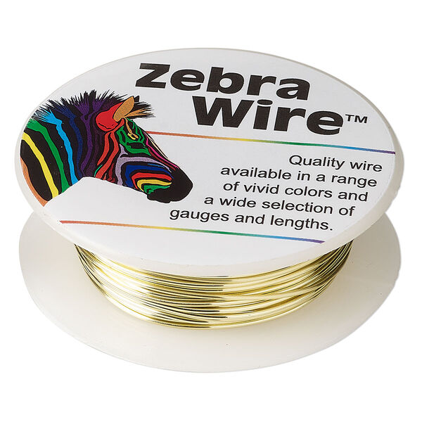 Wire, Zebra Wire™, color-coated copper, champagne gold, round, 20 gauge. Sold per 15-yard spool. image number 0
