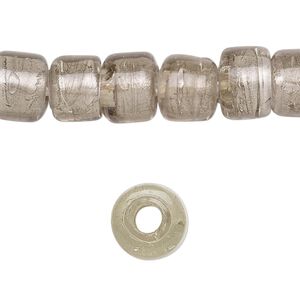 Bead, lampworked glass, semitransparent grey with fine silver foil, 12x8mm crow. Sold per 15-1/2" to 16" strand.