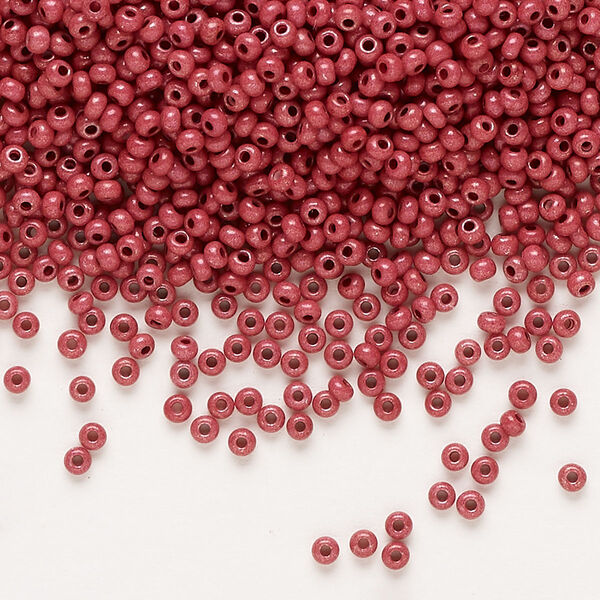 Seed bead, Preciosa Ornela Czech glass, pkg/500g, #11 rocaille, opaque terra intensive dyed brown chalkwhite, (16A18). image number 0