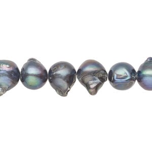 Freshwater pearl 1pkg1, semi-round, 15.5-16 inch blue peacock 8-12mm cultured