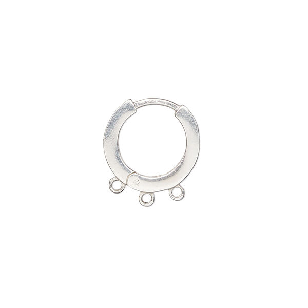 Earring, sterling silver, 14mm round hoop with square tube and 3 closed loops and hinged closure. Sold per pair. image number 0