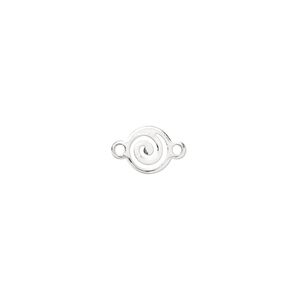 Link, silver-plated brass, 7mm round with swirl. Sold per pkg of 20.