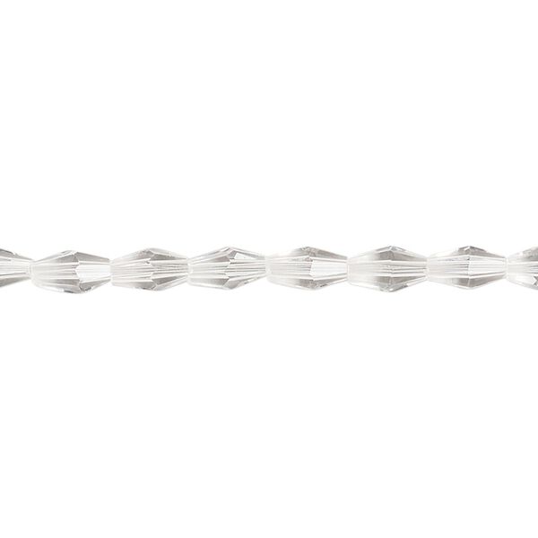 Bead, glass, crystal clear, 6.5x3.5mm long bicone. Sold per 15-1/2 to 16-inch strand. image number 0