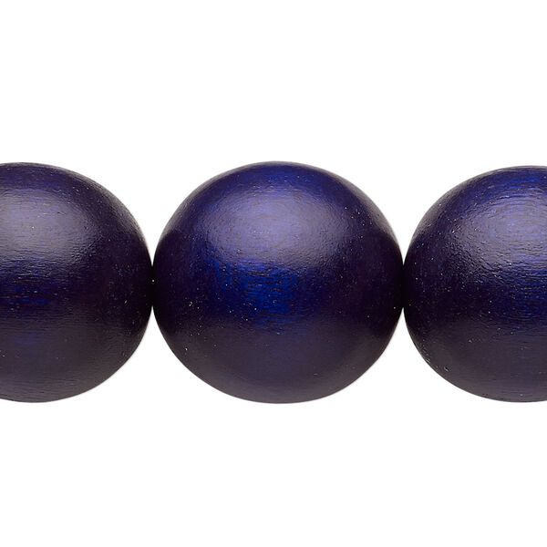 Bead, Taiwanese cheesewood (dyed / waxed), navy blue, 19-20mm round. Sold per 15-1/2" to 16" strand. image number 0