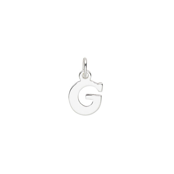 Charm, sterling silver, 9x8mm block alphabet letter "G." Sold individually. image number 0