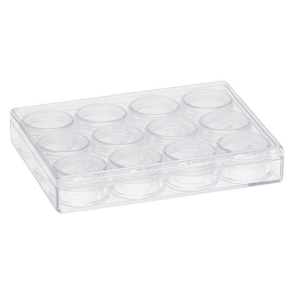 Organizer, clear plastic, 6-3/8 x 4-7/8 x 1 inch rectangle with 12 containers. Sold individually. image number 1