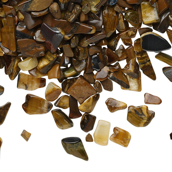 Inlay chip, tigereye (natural), mini undrilled chip, Mohs hardness 7. Sold per 50-gram pkg. image number 0