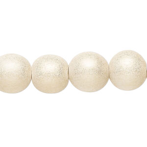 Bead 1pkg1, Taiwanese cheesewood (dyed / waxed), gold cream, 11-12 round, 15-1/2 to 16 inches.