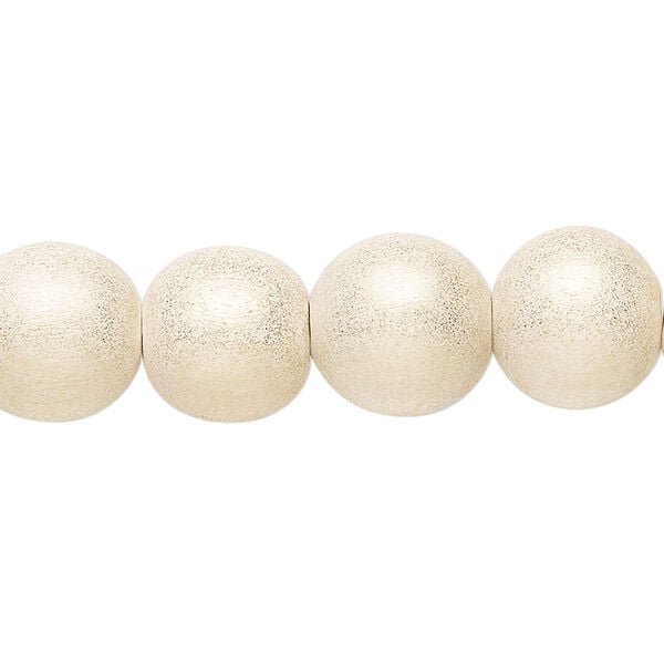 Bead 1pkg1, Taiwanese cheesewood (dyed / waxed), gold cream, 11-12 round, 15-1/2 to 16 inches. image number 0