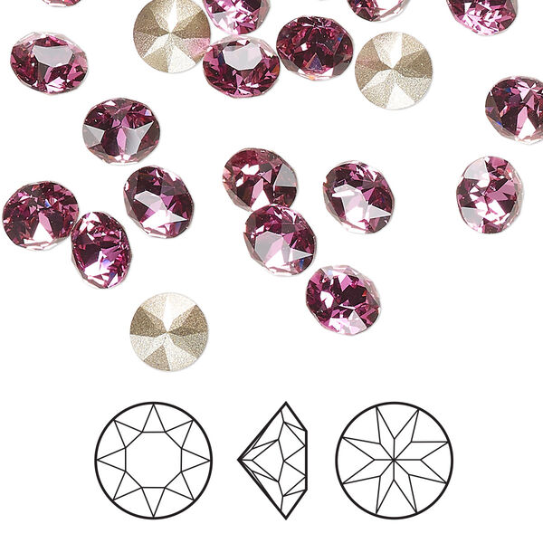 Chaton 288pk dark rose foil back, Swarovski® 6.14 to 6.32mm XIRIUS round SS29 1088 image number 0