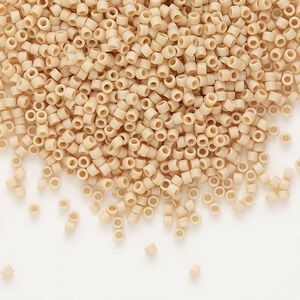 Seed bead, Delica®, glass, pkg/50g, #11 round, opaque matte glazed luster light terracotta (DB-0389).