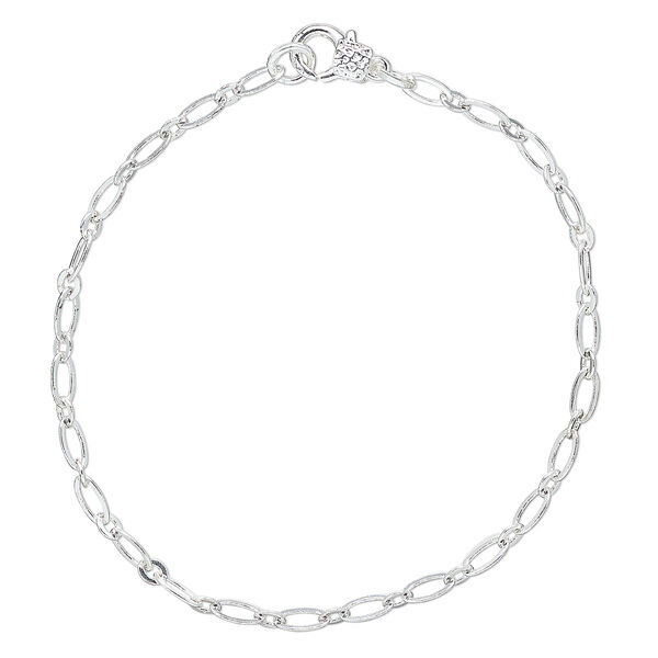 Chain 1pkg1 brass / stainless steel, 3.2mm marquise 7 inches / lobster claw clasp, silver finish image number 0