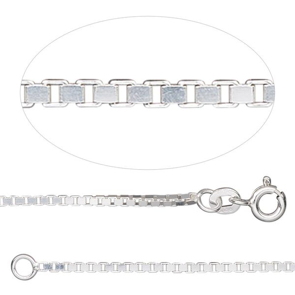 Chain, sterling silver, 1.4mm Venetian box, 18 inches. Sold individually. image number 0