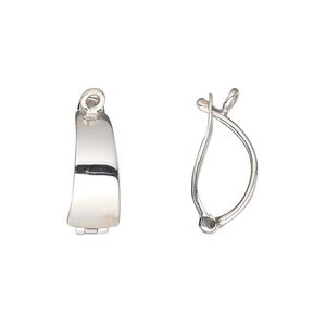 Bail, enhancer, antiqued sterling silver, 18x7mm smooth curved rectangle with closed loop, 12mm grip length. Sold individually.