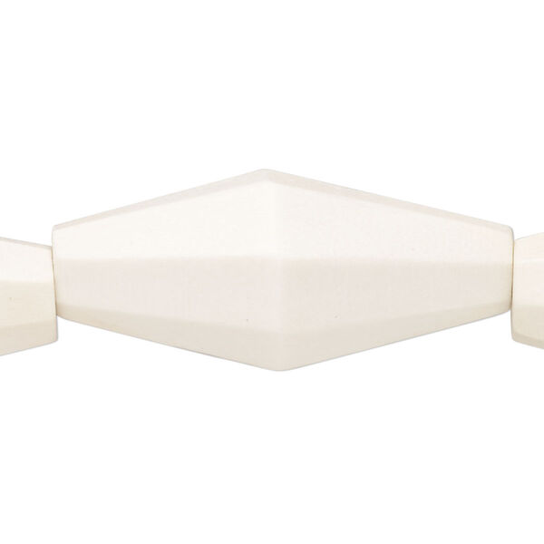 Bead, whitewood (bleached / waxed), pkg/8 inches, white, 35x15.5mm-37x16.5mm hand-cut double cone. image number 0