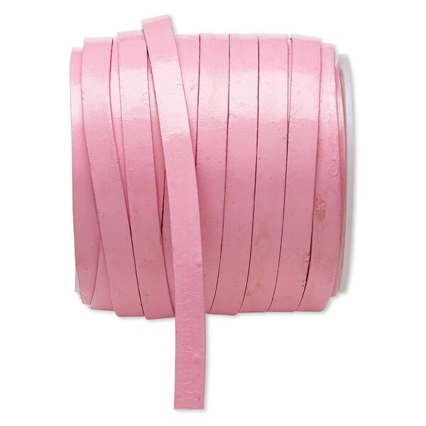 Cord, leather, pink, 8mm flat. Sold per 25-yard spool. image number 0