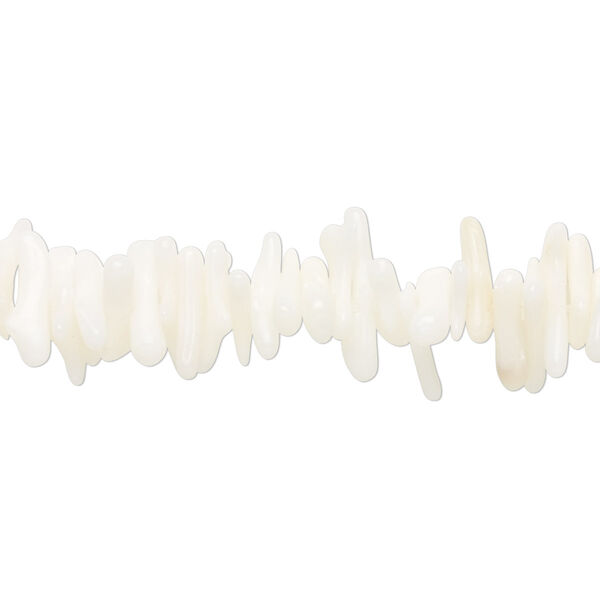 Bead, coral (bleached), white, 5x1mm-15x3mm cupolini, Mohs hardness 3-1/2 to 4. Sold per 16-inch strand. image number 0