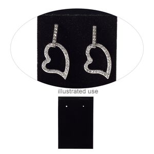 Earring card, flocked plastic, opaque black, 3x2-inch rectangle. Sold per pkg of 25.