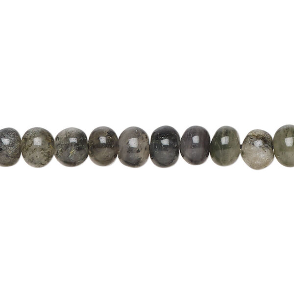 Bead, grey feldspar (natural), 5x3mm-6x5mm hand-cut rondelle and 6mm hand-cut round, C grade, Mohs hardness 6 to 6-1/2. Sold per 14-inch strand. image number 0