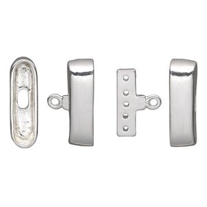 End bar, sterling silver, 19x6mm 5-strand smooth oval cap with 15x7mm inside bar. Sold individually.