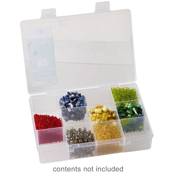Organizer box, The Beadery®, 1pkg1, plastic, clear, 7-1/2 x 5 x 1-1/2 inches with 12 fixed compartments (2173). image number 1