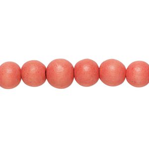 Bead 1pkg1, Taiwanese cheesewood (dyed / waxed), orange, 7-8mm round, 15-1/2 to 16 inches.