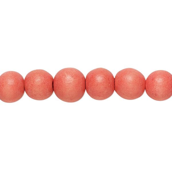 Bead 1pkg1, Taiwanese cheesewood (dyed / waxed), orange, 7-8mm round, 15-1/2 to 16 inches. image number 0