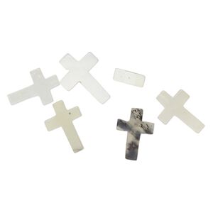 New "jade" 1pkg6, half-drilled cross drop natural 20x13mm-25x18mm