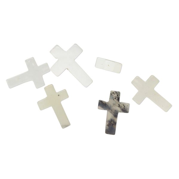 New "jade" 1pkg6, half-drilled cross drop natural 20x13mm-25x18mm image number 0