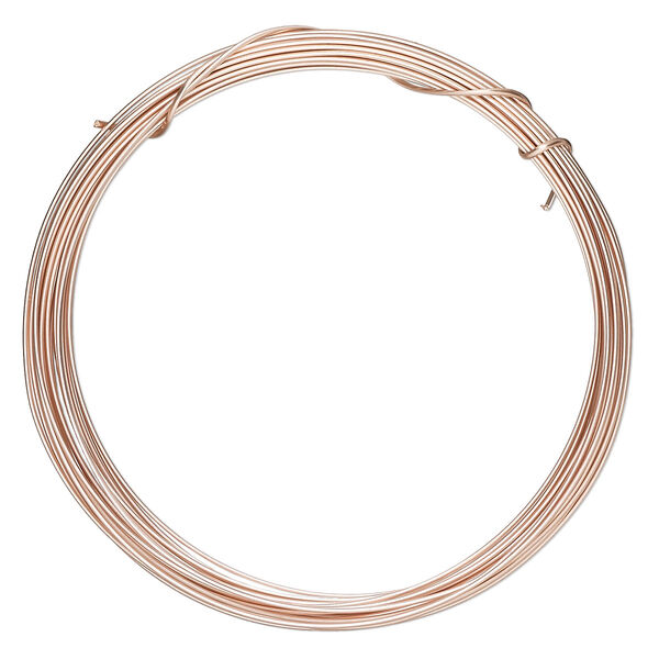 Wire, ParaWire™, rose gold-finished copper, half-round, 18 gauge. Sold per 4-yard section. image number 0