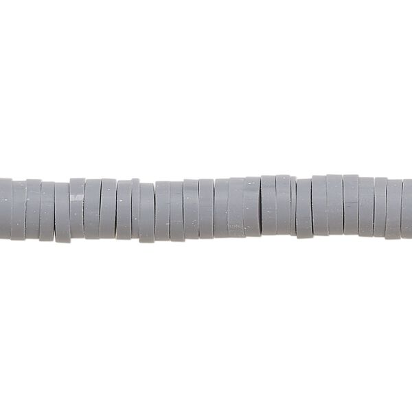Bead, polymer clay, opaque light grey, 6x1.5mm heishi. Sold per pkg of (2) 15-1/2" to 16" strands. image number 0