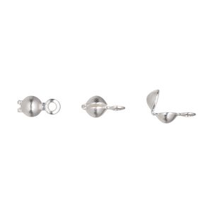 Bead tip, silver-plated brass, 7.5x3.5mm bottom clamp-on with closed loop. Sold per pkg of 100.