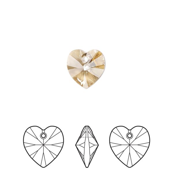 Drop 24pk crystal golden shadow, Crystal Passions® 10mm pendant heart 6228 image number 0