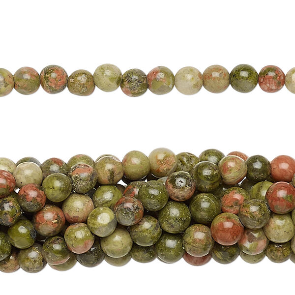 Bead, unakite (natural), 4mm round, C grade, Mohs hardness 6 to 7. Sold per pkg of (10) 15-1/2" to 16" strands. image number 0