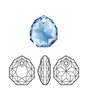 Drop 24pk ice blue, Swarovski® ReCreated™ 16mm pendant majestic 6436