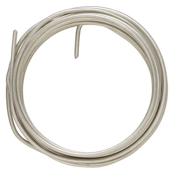 Wire, Zebra Wire™, copper, matte silver color, round, 12 gauge. Sold per 3-yard spool. image number 0