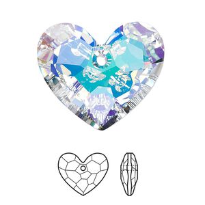 Drop 1pk crystal AB, Crystal Passions® 28x23mm pendant honeycomb heart 6264