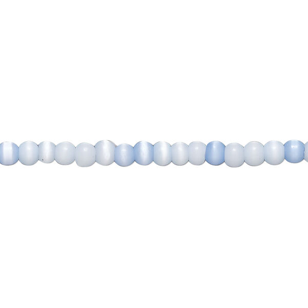 Bead, cat's eye glass (fiber optic glass), multi-blue, 2-4mm round. Sold per 15-inch strand, approximately 140 beads. image number 0
