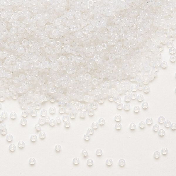 Seed bead, Miyuki, glass, pkg/35g, #15 rocaille, translucent opal alabaster base (RR-550). image number 0