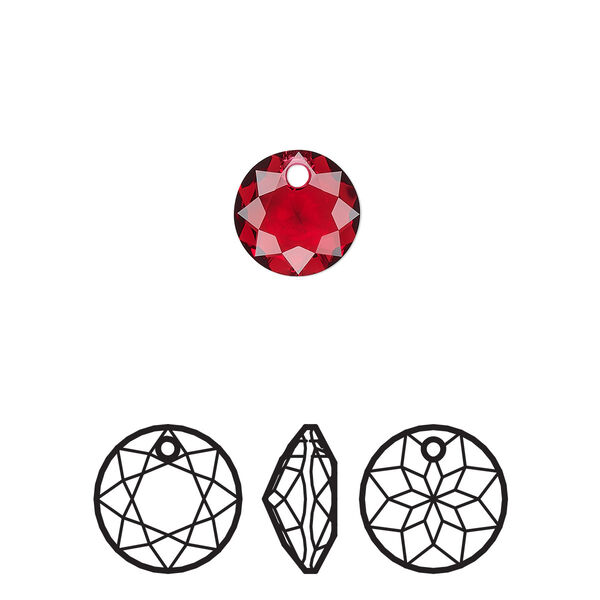 Drop 4pk scarlet, Crystal Passions® 8mm pendant classic cut 6430 image number 0