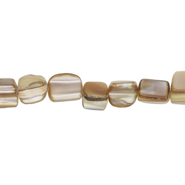 Mother-of-pearl shell 1pkg1, triangle tube bead 15 inch soft gold 6x6mm-10x8mm image number 0