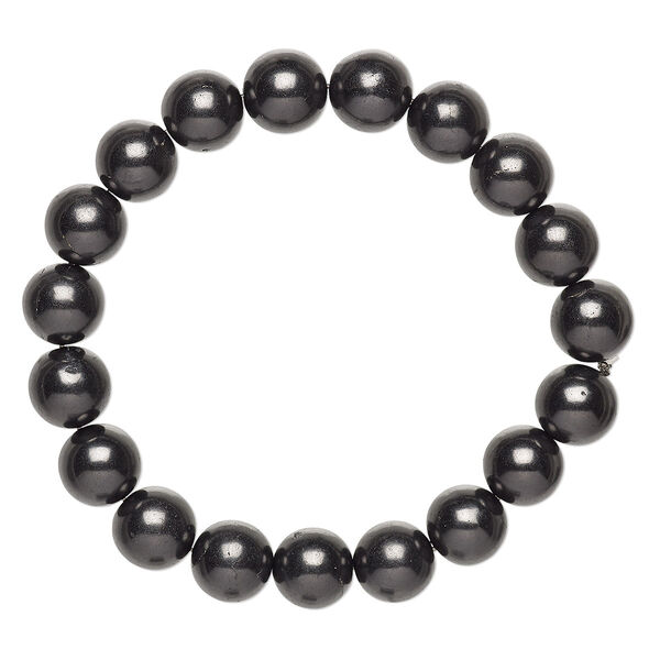 Bracelet, Everyday Jewelry, stretch, shungite (natural), 10mm round, 6-1/2 inches. Sold individually. image number 0